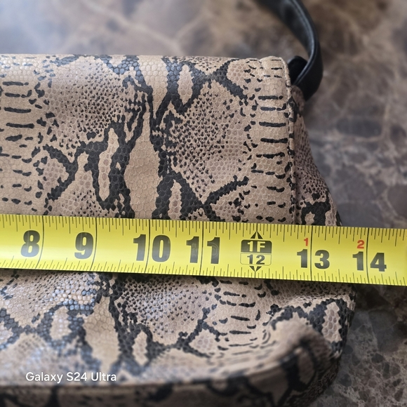 Lord & Taylor Brown and Black Shoulder Bag with Snakeskin Pattern - Picture 7 of 9